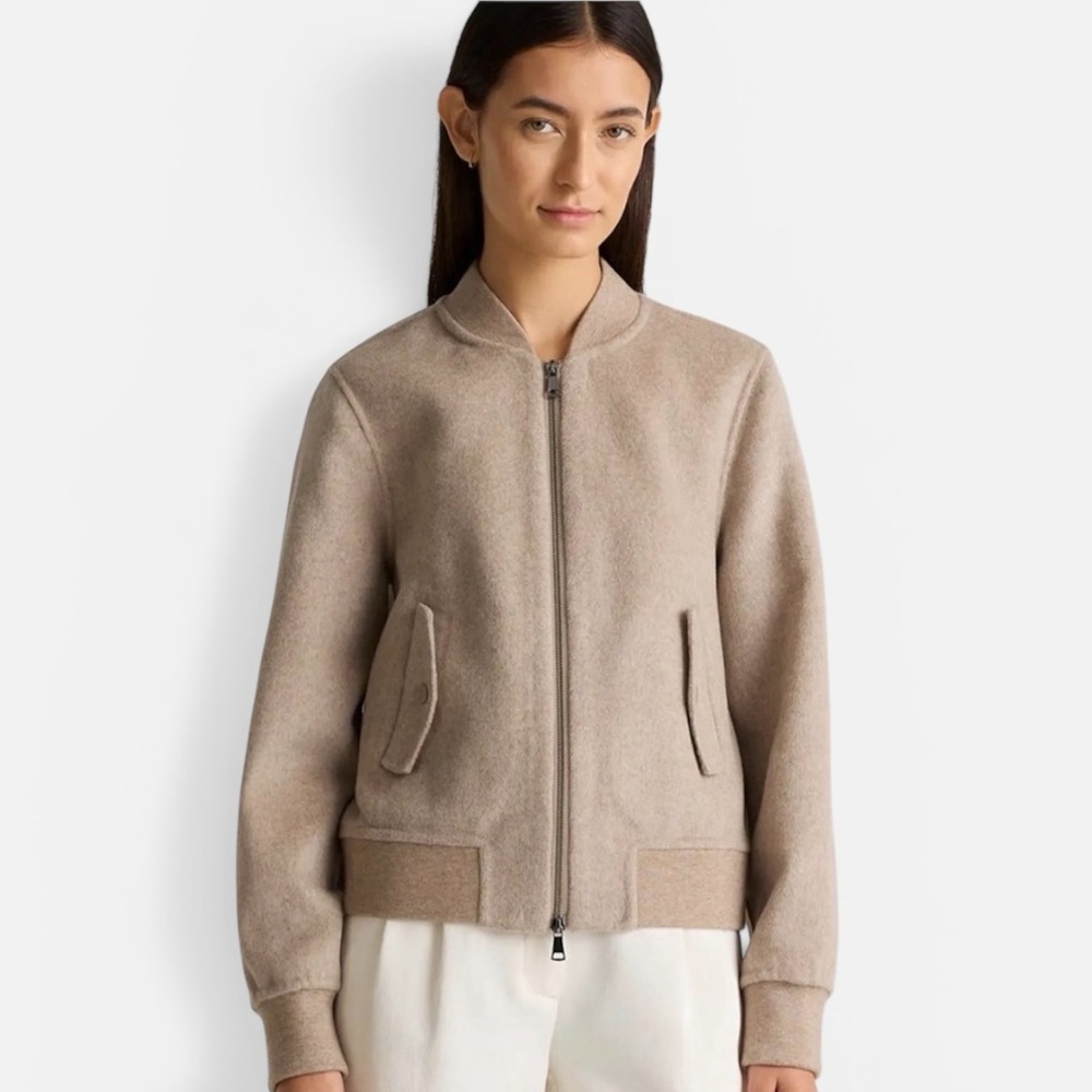 Quince Double-Faced Merino Wool Bomber Jacket Oat Small NWT